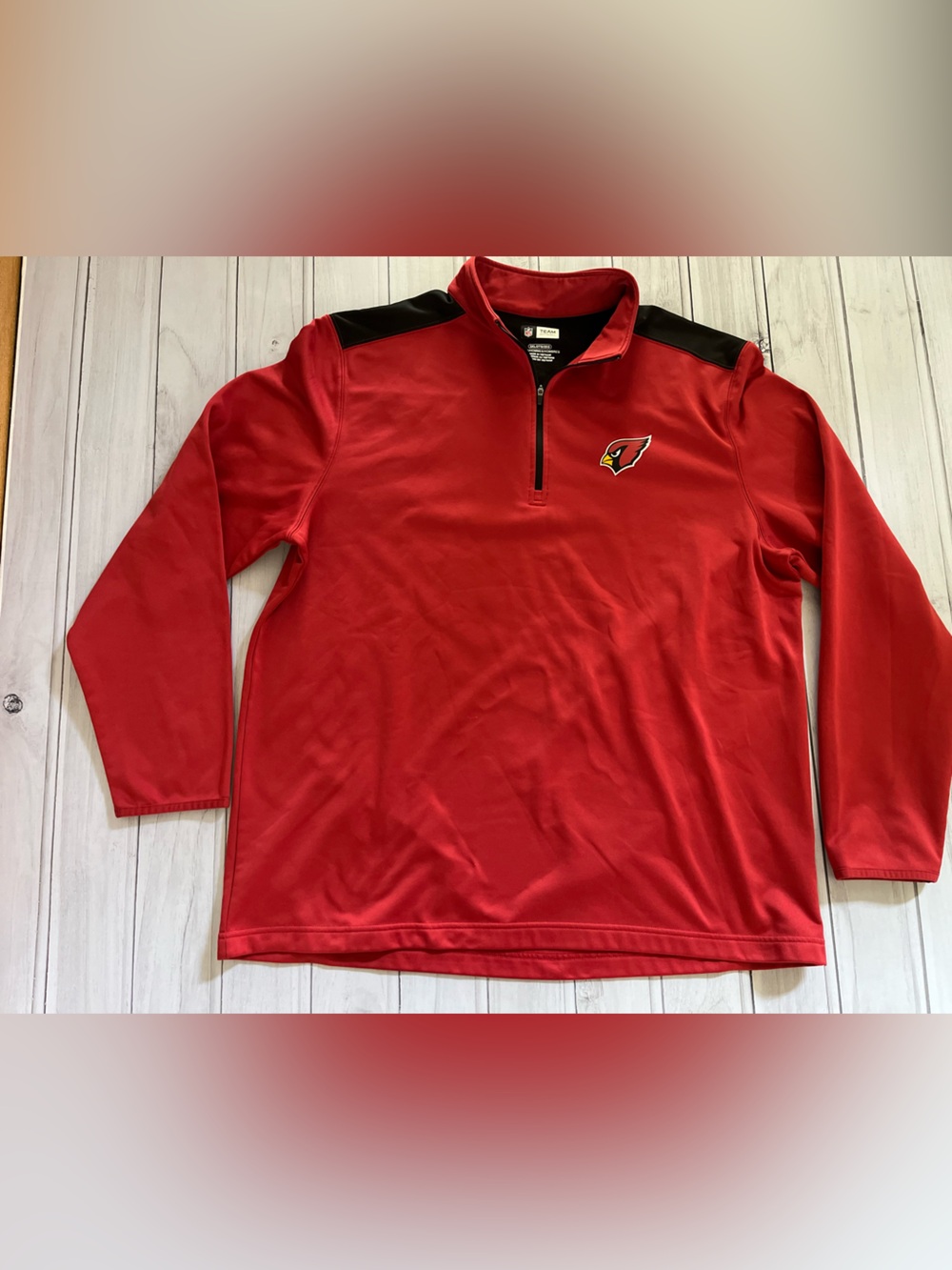 Men’s NFL team apparel Arizona Cardinals red black 1/4 zip jacket shirt. 2XL - Picture 3 of 12